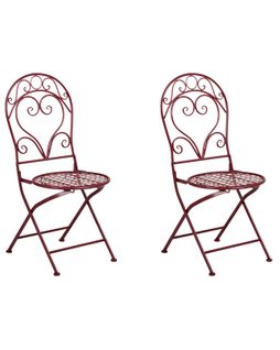 Lot De 2 Chaises De Jardin Albinia Métal Rouge Bordeaux
