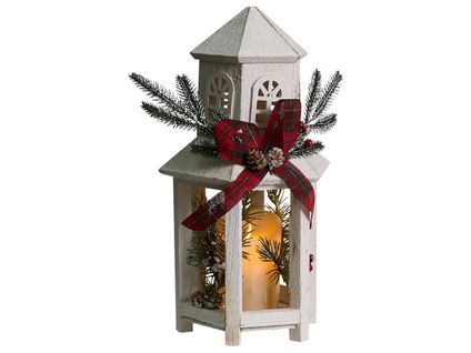 Lanterne LED Savivesi Motif De Noël 38 Cm Blanc