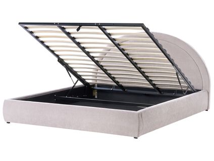 Lit Ottoman Tissu Chenille Mouzon 180 X 200 Cm Beige