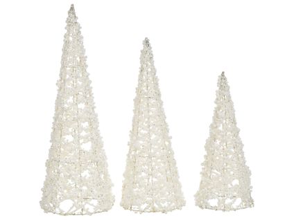 Lot De 3 Figurines Rosan Arbre De Noël 40/50/60 Cm Blanc