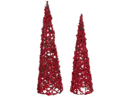 Lot De 2 Figurines Rosan Arbre De Noël 52/60 Cm Rouge
