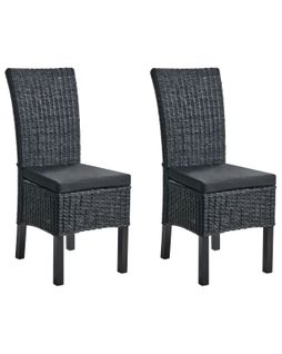 Lot De 2 Chaises De Salle à Manger Andes Rotin Noir