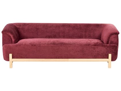 Canapé 3 Places Alnor Tissu Chenille Rouge Bordeaux