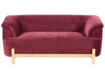 Canapé 2 Places Alnor Tissu Chenille Rouge Bordeaux