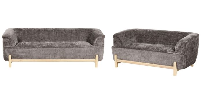 Ensemble De Salon 5 Places Alnor Tissu Chenille Marron