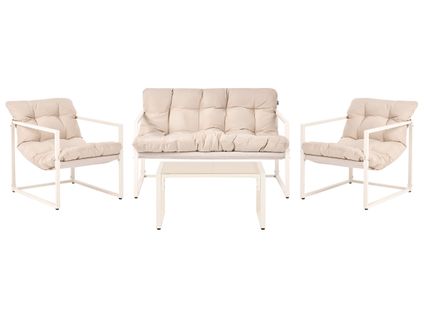 Ensemble De Salon De Jardin Avec Table 4 Places Garda Métal Beige