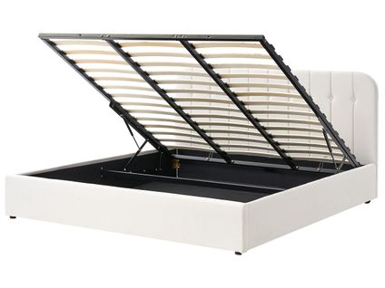 Lit Ottoman Tissu Challans 180 X 200 Cm Blanc Cassé