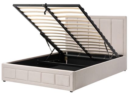 Lit Ottoman Tissu Quiberon 140 X 200 Cm Taupe