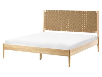 Lit Avec Sommier Bois De Pin Brunemont 160 X 200 Cm Marron Clair