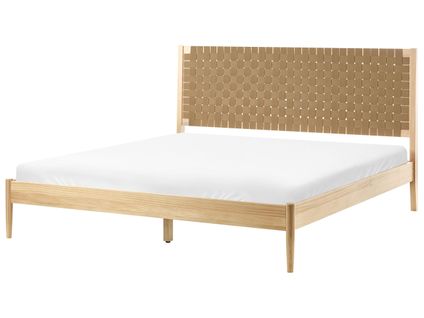 Lit Avec Sommier Bois De Pin Brunemont 180 X 200 Cm Marron Clair