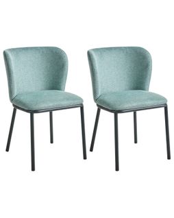 Lot De 2 Chaises De Salle à Manger Artesia Tissu Vert Menthe
