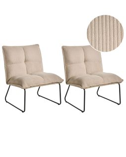 Lot De 2 Fauteuils Bjasta Velours Côtelé Beige