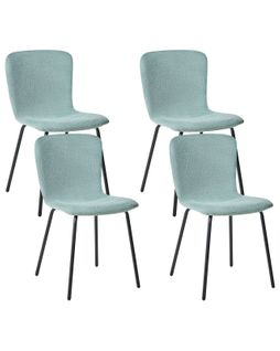 Lot De 4 Chaises De Salle à Manger Caldwell Tissu Vert Menthe