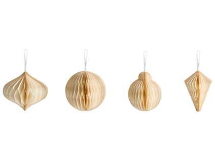 Lot De 20 Décorations Pour Sapin De Noël Jolstra Papier Beige