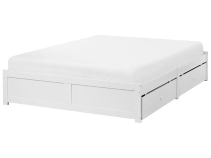 Lit Avec Tiroirs De Rangement Sans Tête De Lit Brux 180 X 200 Cm Blanc