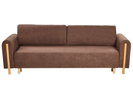 Canapé-lit 3 Places Kvam Bouclé Marron Avec Rangement