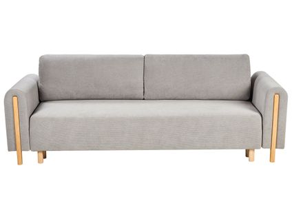 Canapé-lit 3 Places Kvam Tissu Gris Avec Rangement