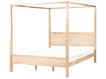 Lit à Baldaquin Bois Hauterives 180 X 200 Cm Marron Clair