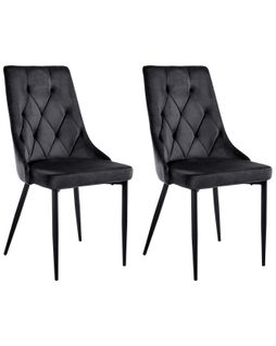 Lot De 2 Chaises De Salle à Manger Avenir Velours Noir