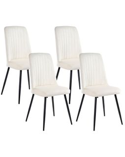 Lot De 4 Chaises De Salle à Manger Kirby Velours Blanc Cassé