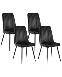 Lot De 4 Chaises De Salle à Manger Kirby Velours Noir