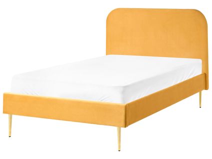 Lit Avec Sommier Velours Flayat 120 X 200 Cm Jaune