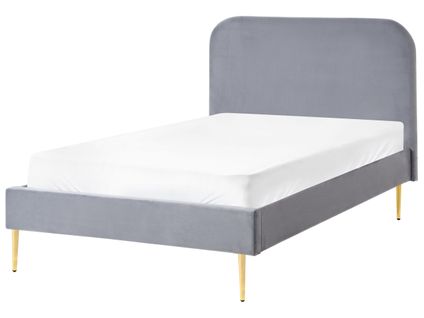 Lit Avec Sommier Velours Flayat 120 X 200 Cm Gris