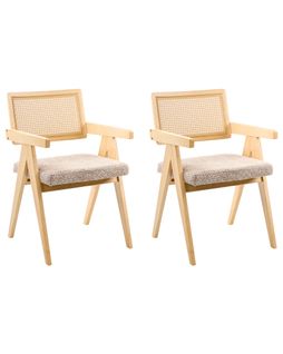 Lot De 2 Chaises De Salle à Manger Ava Bois Marron Clair/taupe