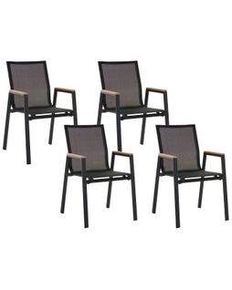 Lot De 4 Chaises De Jardin Tiano Métal Noir