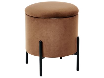 Pouf De Rangement Wenona Velours Marron Foncé