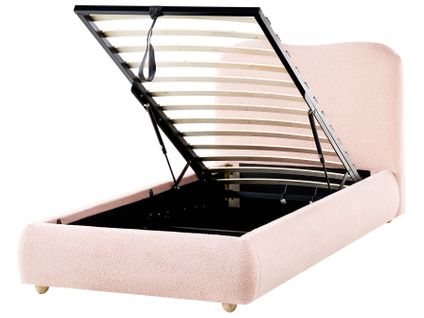 Lit Ottoman Bouclé Blagnac 90 X 200 Cm Rose