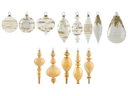 Lot De 25 Boules Icicle Verre Transparent/doré