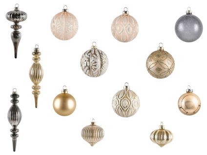 Lot De 24 Boules Winterlight Verre Rose Doré