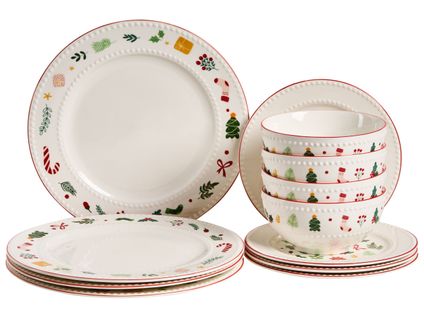 Set De 12 Couverts De Table Saffron Porcelaine Blanc