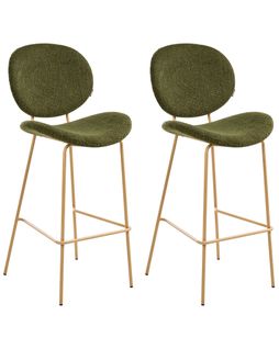 Lot De 2 Chaises De Bar Luana Bouclé Vert Foncé