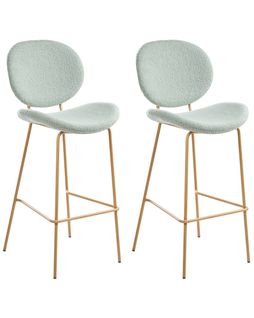 Lot De 2 Chaises De Bar Luana Bouclé Vert Clair