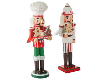 Lot De 2 Figurines Bodsjon Casse-noisette 35 Cm Rouge/blanc