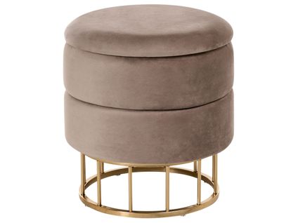 Pouf De Rangement Elgin Velours Taupe