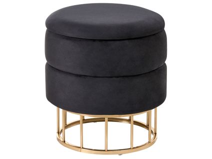 Pouf De Rangement Elgin Velours Noir