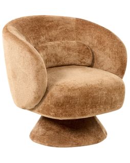 Fauteuil Pivotant Lieksa Tissu Chenille Marron Doré