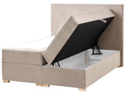 Lit Boxspring Avec Rangement Tissu Major 120 X 200 Cm Taupe