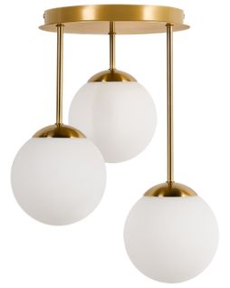 Lampes Suspension à 3 Lumières Riana Verre Métal Laiton