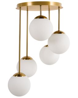 Lampes Suspension à 5 Lumières Riana Métal Laiton