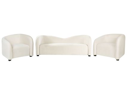 Ensemble De Salon 5 Places Veltada Velours Blanc Cassé