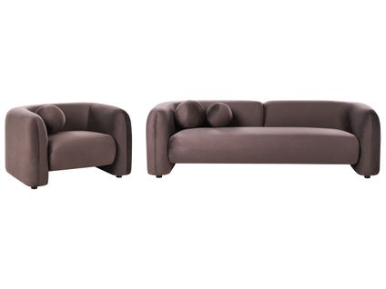 Ensemble De Salon 4 Places Leiren Velours Marron Foncé