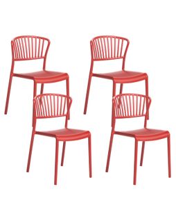 Lot De 4 Chaises De Jardin Gela Rouge