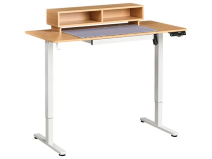 Bureau Réglable En Hauteur Électriquement Lucama Marron Clair/blanc 120 Cm 60 Cm Avec Port USB