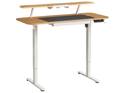 Bureau Réglable En Hauteur Électriquement Wilbanks Marron Clair/blanc 120 Cm 60 Cm Avec Port USB