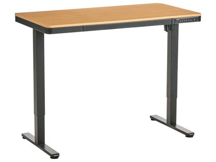 Bureau Réglable En Hauteur Électriquement Penly Noir/marron Clair 120 Cm 60 Cm Avec Port USB