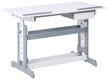 Bureau Réglable En Hauteur Manuellement Nannup Blanc 110 Cm 53 Cm